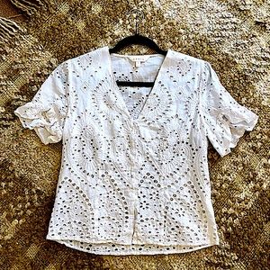 Eyelet Button Down Blouse